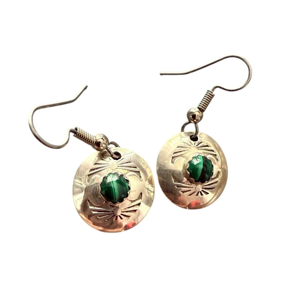 MG Native 925 Sterling Silver Malachite Earrings